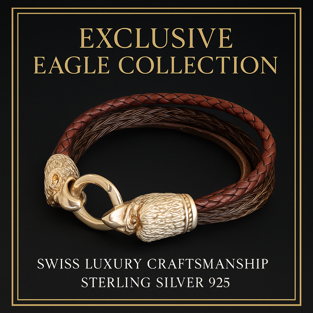 Geflochtenes braunes Pferdehaar-Armband mit Lederakzent