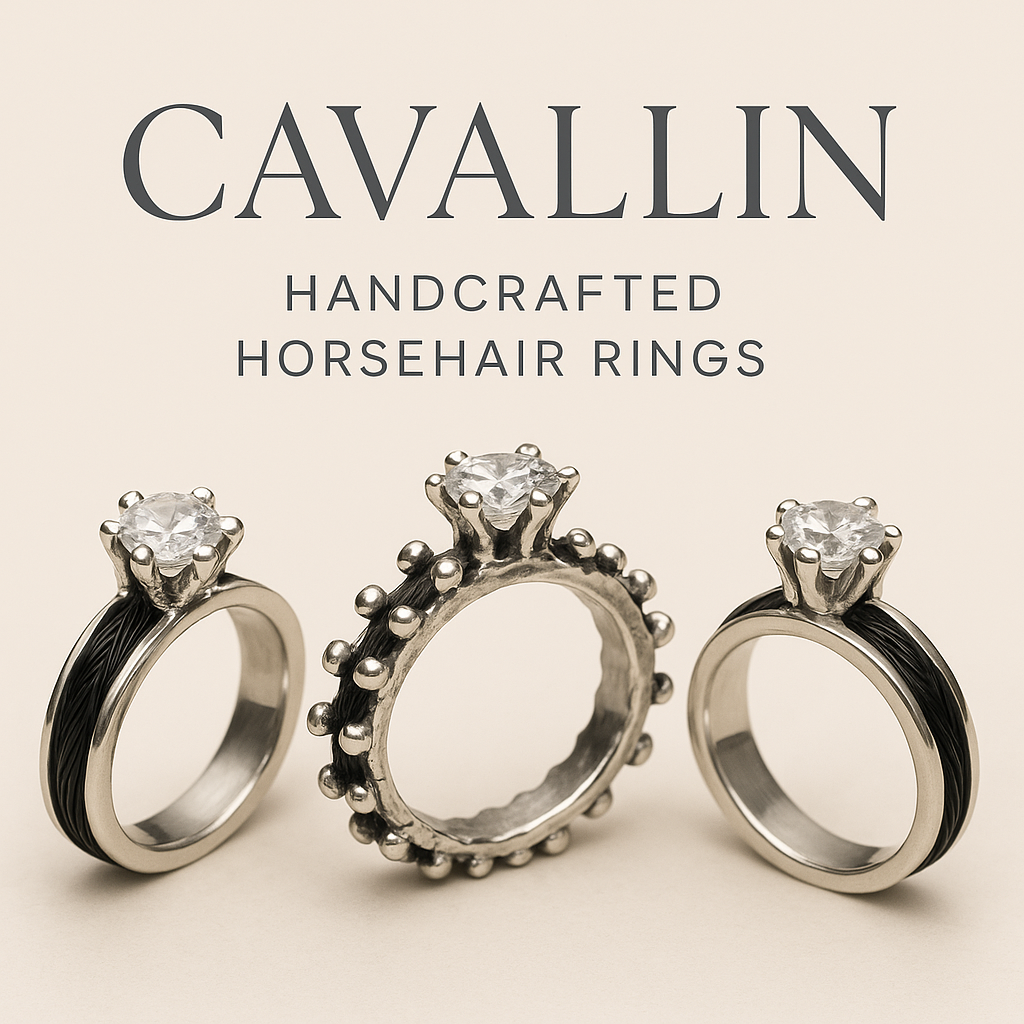 Exklusiver handgemachter Ring aus Sterlingsilber, Pferdehaar und Edelstein - Cavallin Switzerland