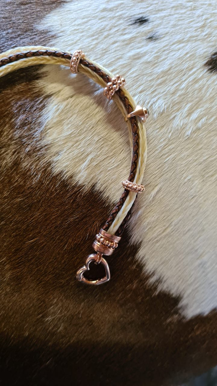 Pferdehaararmband mit Zirkon-Beads