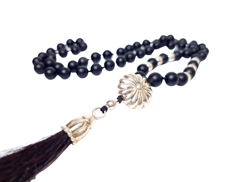 Malakette Onyxperlen schwarz