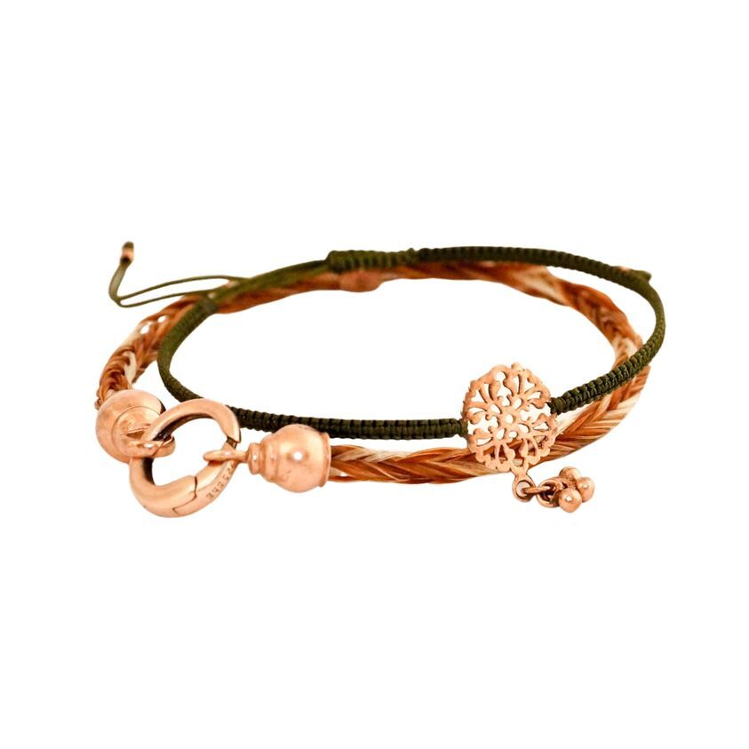 Pegasus Pearls - Elegantes Rosegold Pferdehaararmband Premium