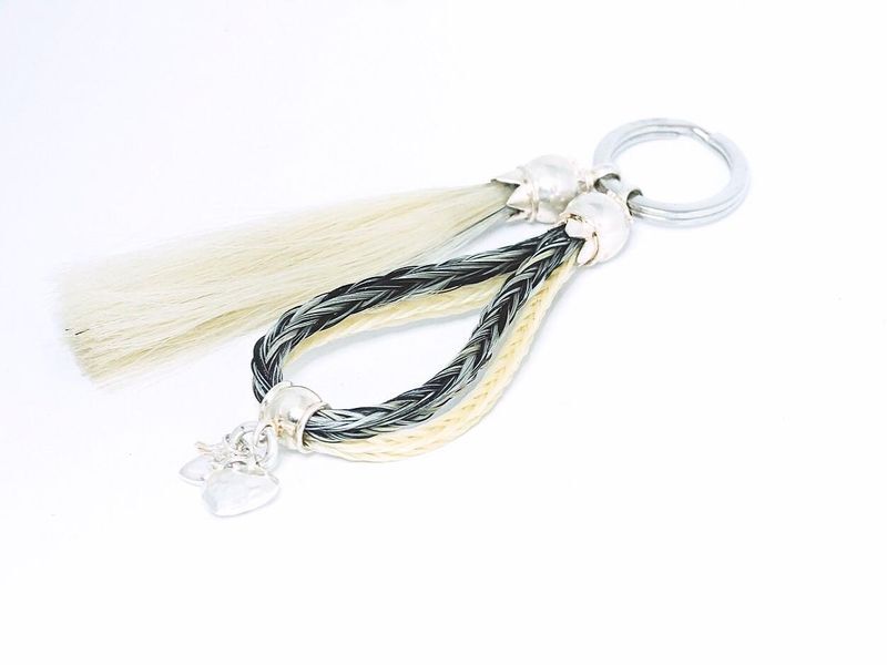 Schlüsselanhänger mit  Pferdehaar + Tassel Set