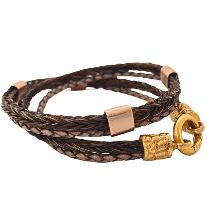 Elegantes Pferdehaararmband - Wickelarmband mit Roségold 