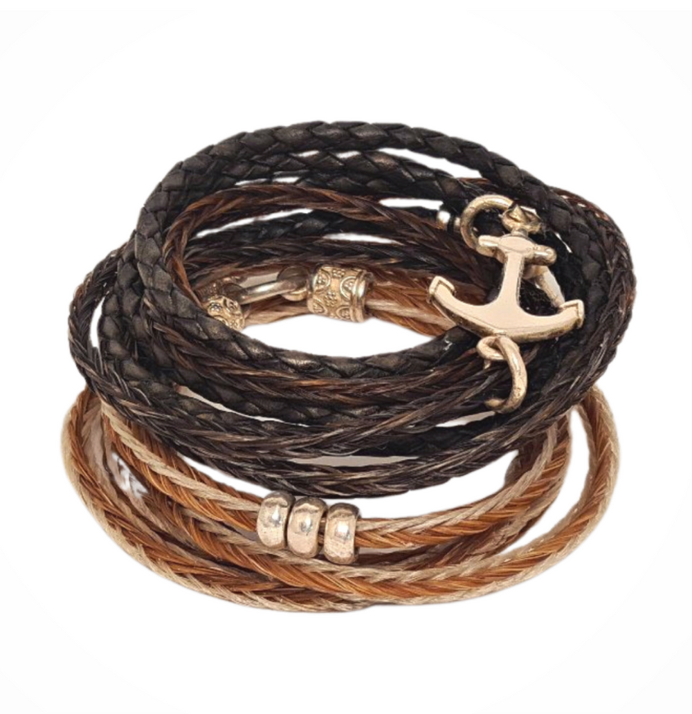 Cooles Wickelarmband Grau - Cavallin Herren Sterlingsilber