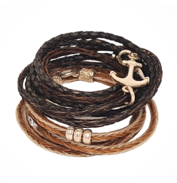 Cooles Wickelarmband Grau - Cavallin Herren Sterlingsilber