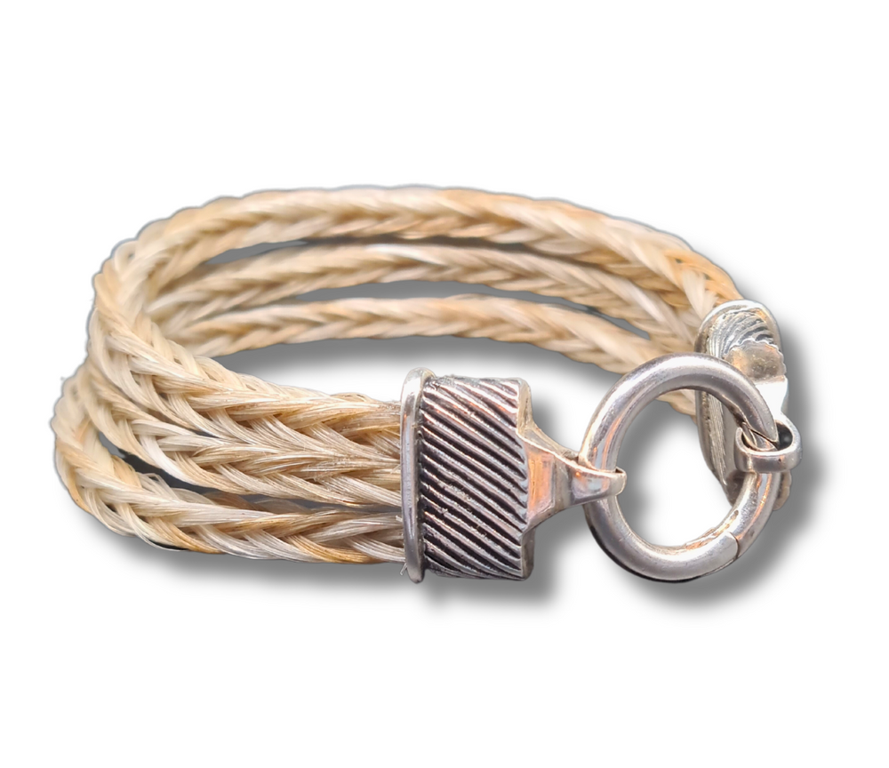 Pferdehaararmband - Cavallin Geschwärzte Silberendkappen Sterlingsilber 925 Nur Pferdehaar geflochten, vierkantig