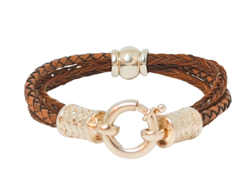 Schlichtes Pferdehaararmband - Braun mit Sterling Silber