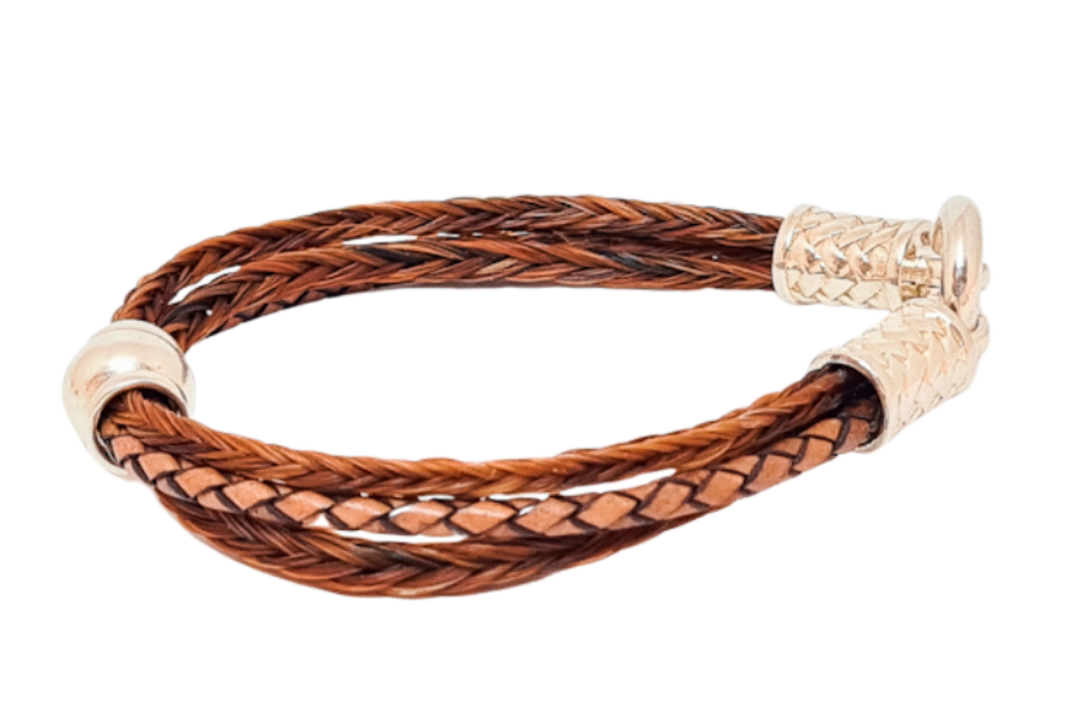 Schlichtes Pferdehaararmband - Braun mit Sterling Silber