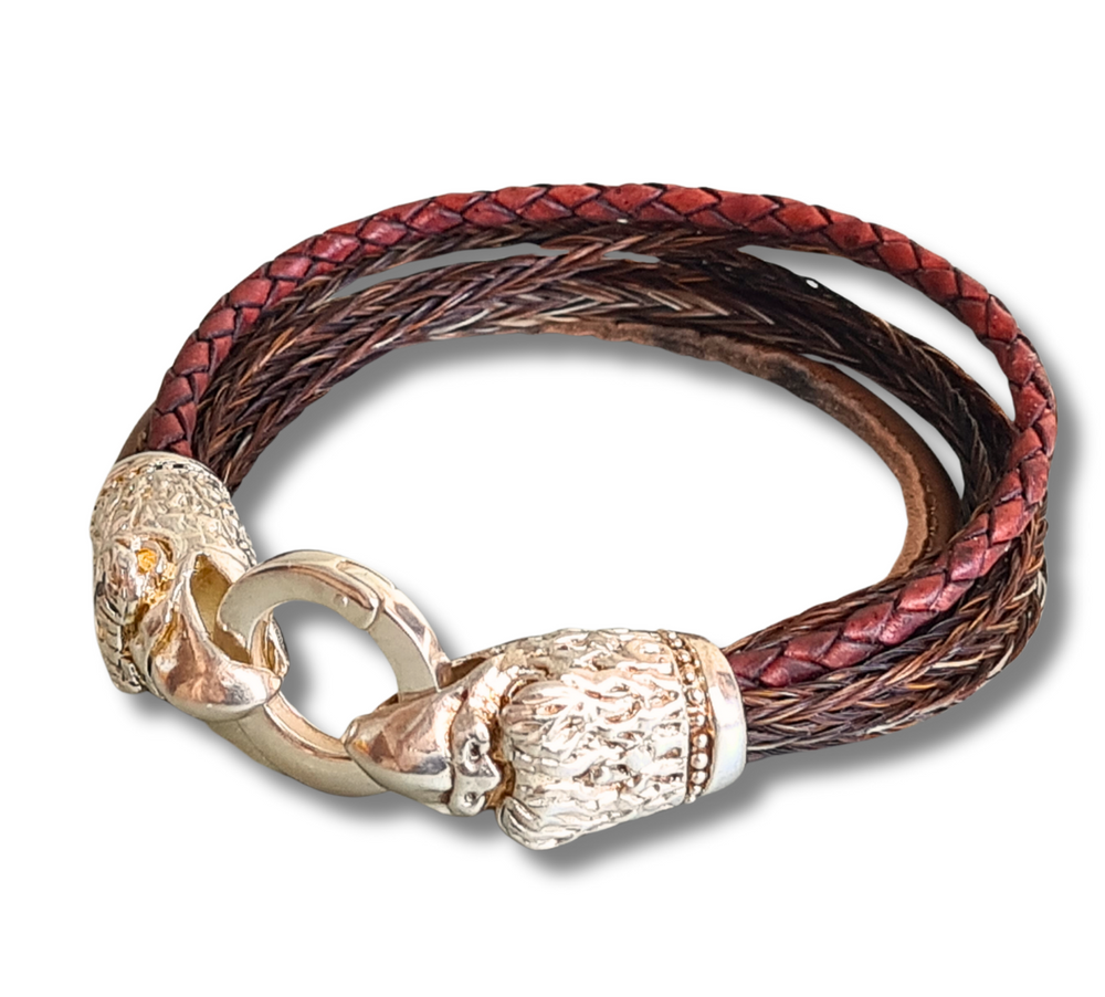 Exklusives Pferdehaararmband mit Adlerkopf
