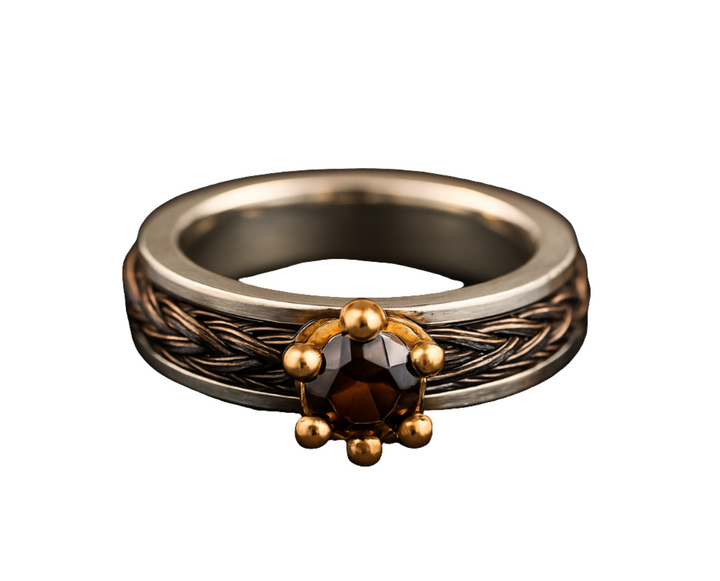 Premium Ring mit Pferdehaar - Cavallin Rosegold-Krone mit Bergkristall