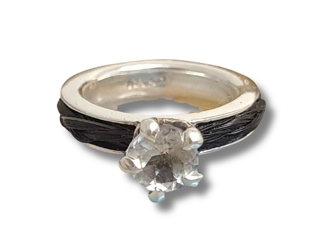 Exklusiver Ring mit Bergkristall - Sterling Silber & Pferdehaar