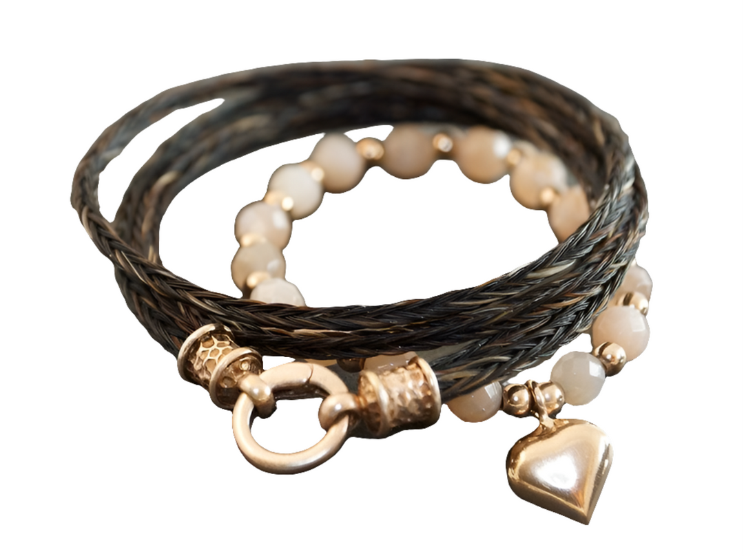 Exquisites Steinbesetztes Armband aus Rosequarz mit Rosegoldenen Herzanhäng