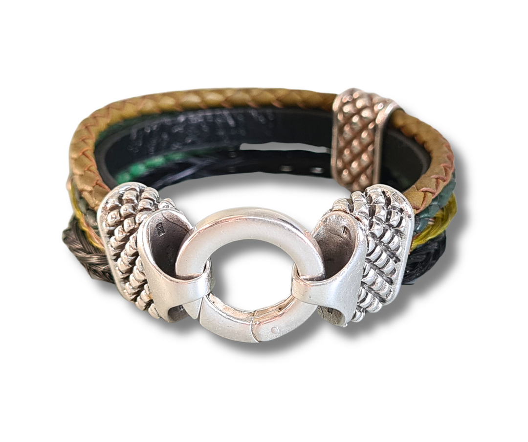 Pferdehaararmband - Cavallin Geschwärzte Silberendkappen