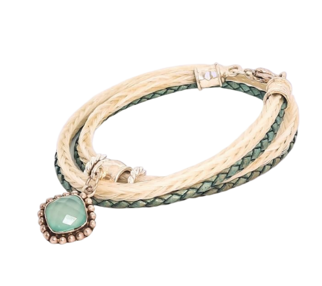 Wickelarmband zweifarbig mit Türkis-Charm