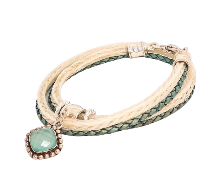 Wickelarmband zweifarbig mit Türkis-Charm