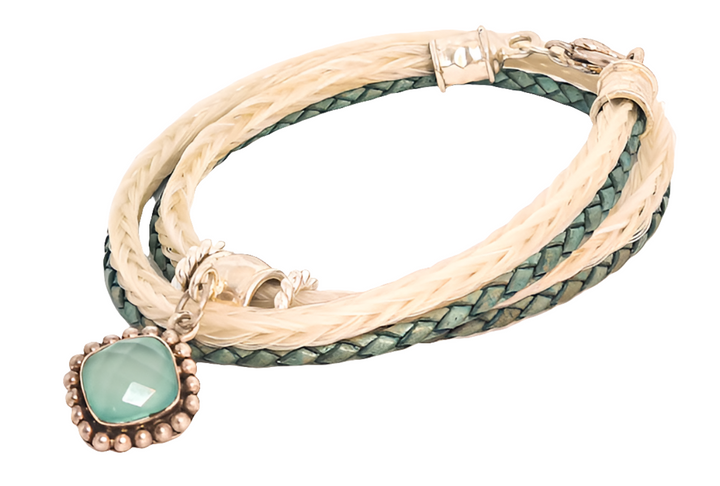 Elegantes Pferdehaararmband - Schwarzes Wickelarmband mit Sterling Silber