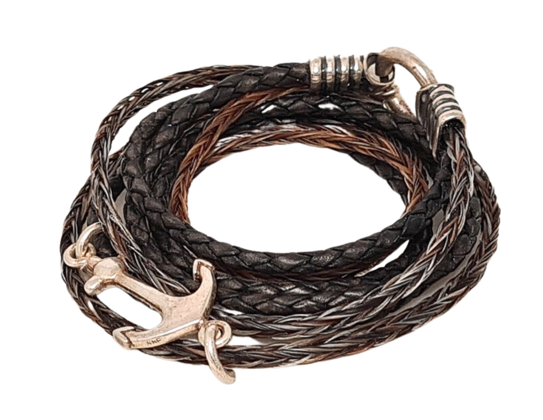 Cooles Wickelarmband Grau - Cavallin Herren Sterlingsilber