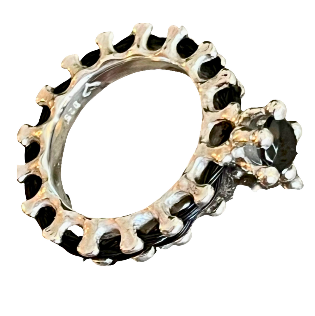 Ewige Verbindung - Pferdehaar-Ring aus 925 Sterlingsilber mit Onyxdiamant