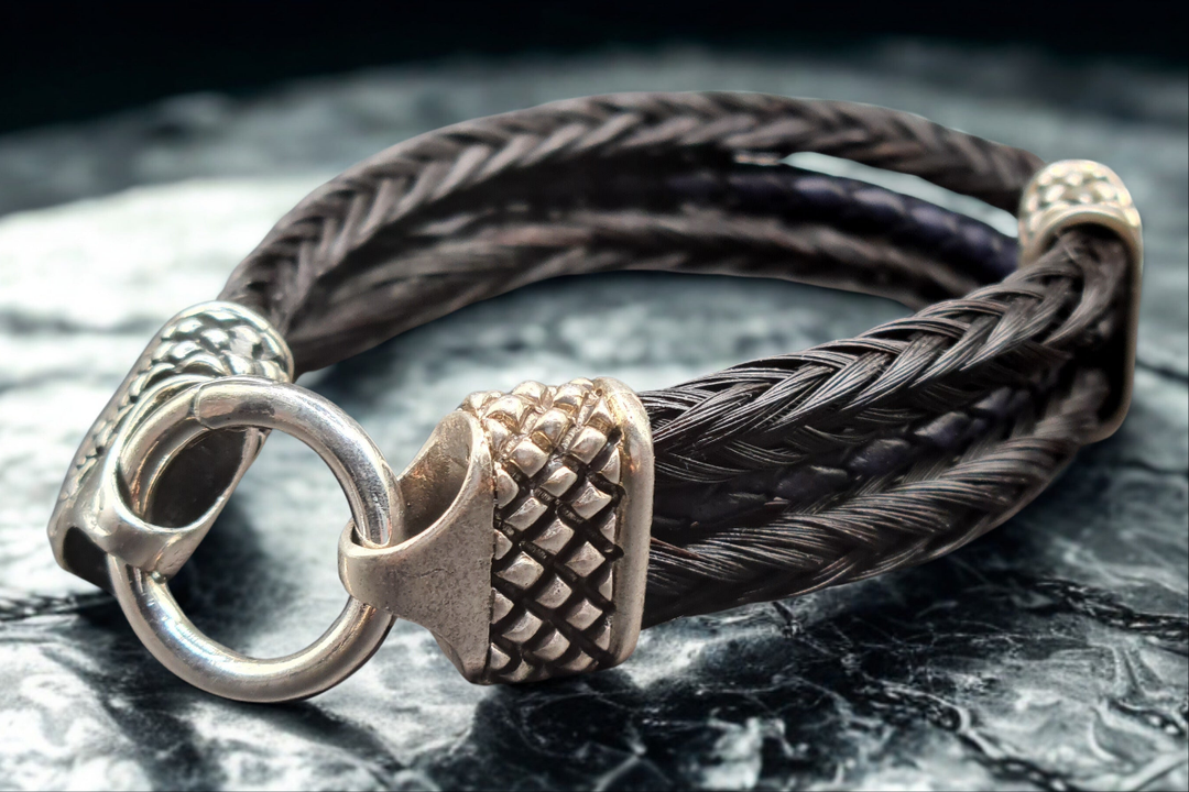 Pferdehaararmband - Cavallin Geschwärzte Silberendkappen Sterlingsilber 925 schwarz
