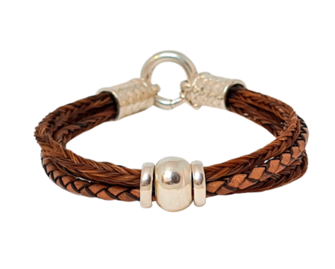 Schlichtes Pferdehaararmband - Braun mit Sterling Silber
