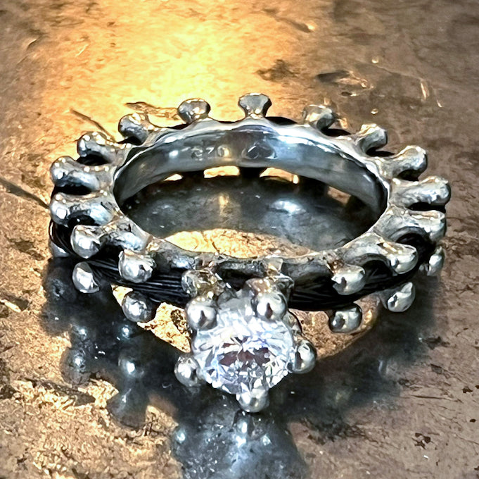 Ewige Verbindung - Pferdehaar-Ring aus 925 Sterlingsilber mit Onyxdiamant