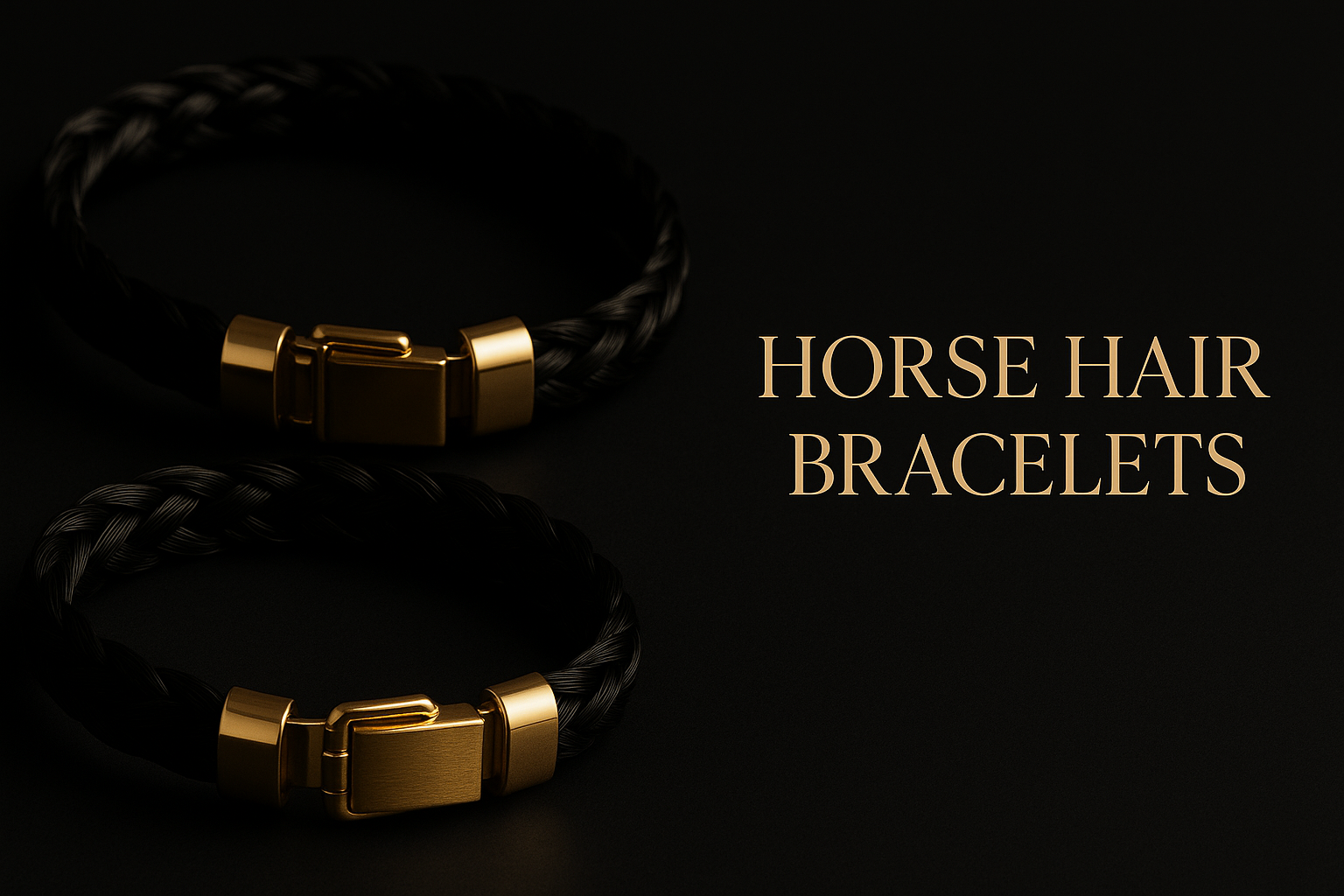 Pferdehaararmband aus schwarzem chweifhaar miit vergoldetem Verschluss - Horsehair Bracelets - CAVALLIN Werbung