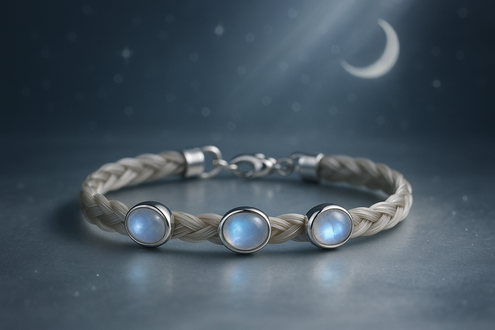 Pferdehaararmband mit Mondstein