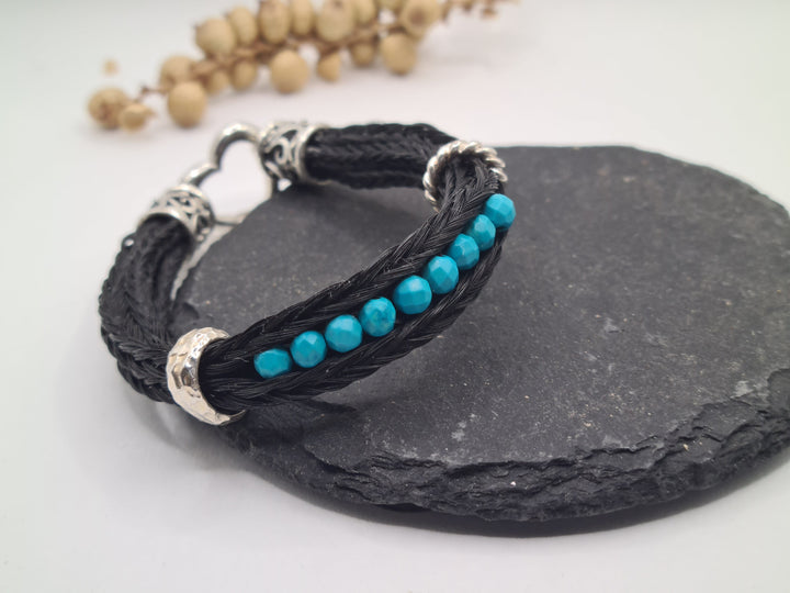 Pferdehaararmband mit blauen Beads
