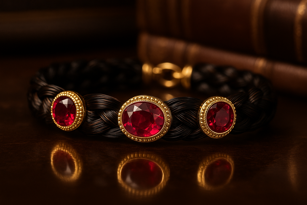 Royal Collection - Pferdehaararmband mit  Rubin 