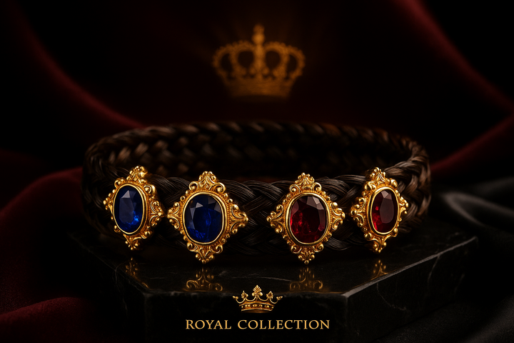 Royal Collection - Pferdehaararmband mit  Rubin  und Saphir