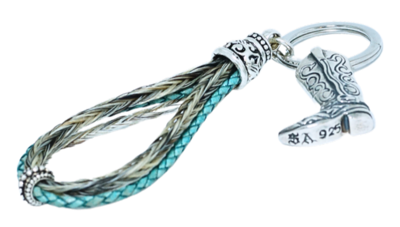 Schlüsselanhänger aus Pferdehaar und Leder