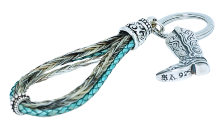 Schlüsselanhänger aus Pferdehaar und Leder