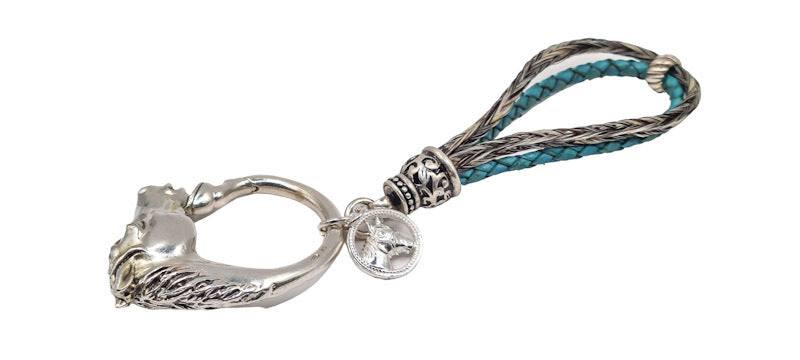 Schlüsselanhänger geflochten mit Pferdehaar und Leder- Pferdehaarschmuck Cavallin