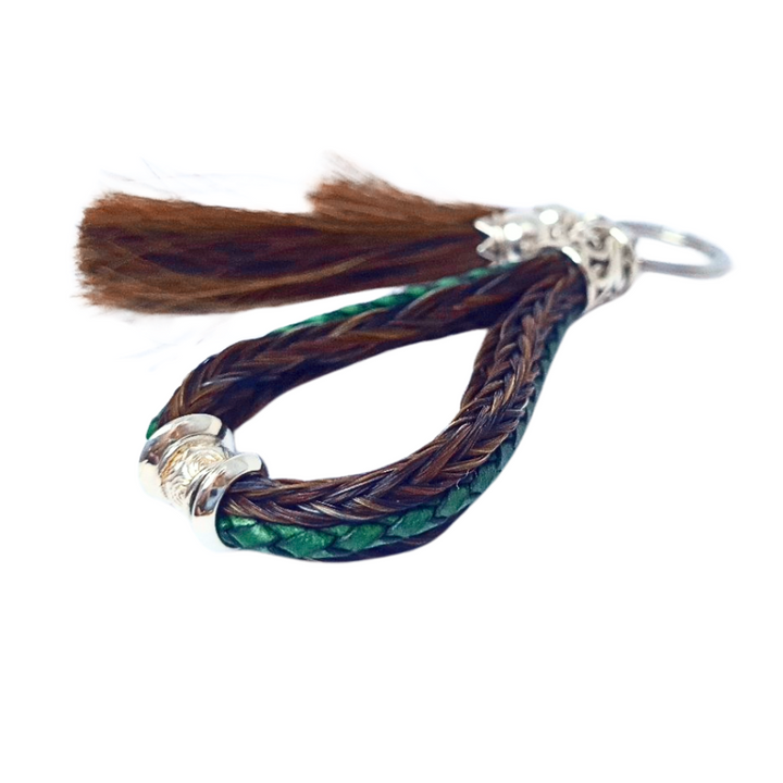 Schlüsselanhänger mit Tassel aus Pferdehaar und Leder
