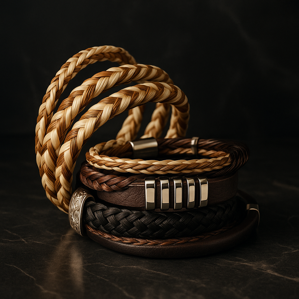 Herrenschmuck aus Pferdehaar von Cavallin Schweiz - handgefertigte Pferdehaarschmuck Armbänder für Herren