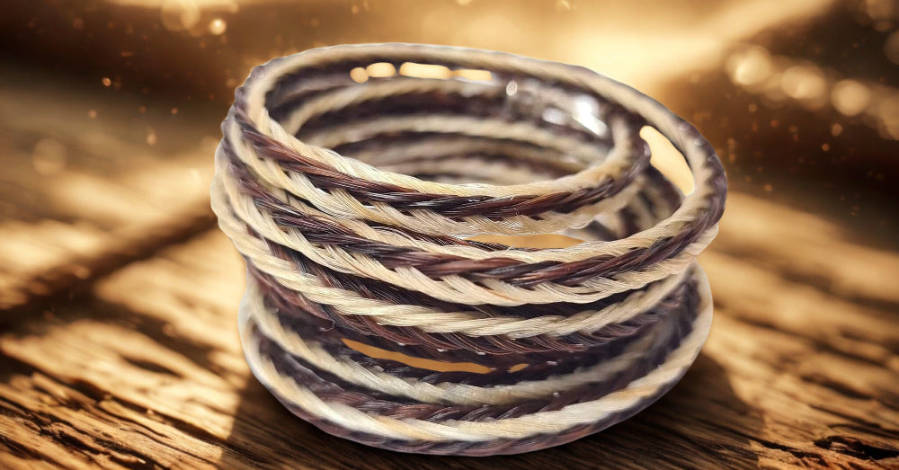 Elegantes Pferdehaararmband - Schwarzes Wickelarmband mit Sterling Silber