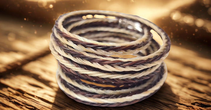 Elegantes Pferdehaararmband - Schwarzes Wickelarmband mit Sterling Silber