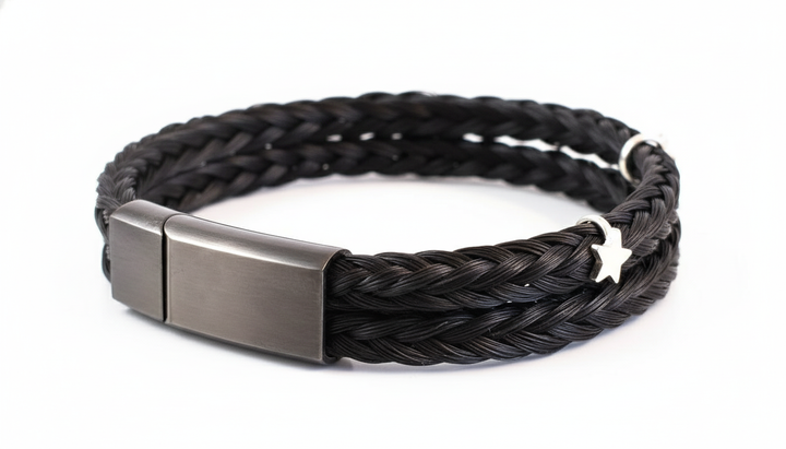 Zeitlose Eleganz in Schwarz - Ihr Pferdehaar-Armband mit Stern