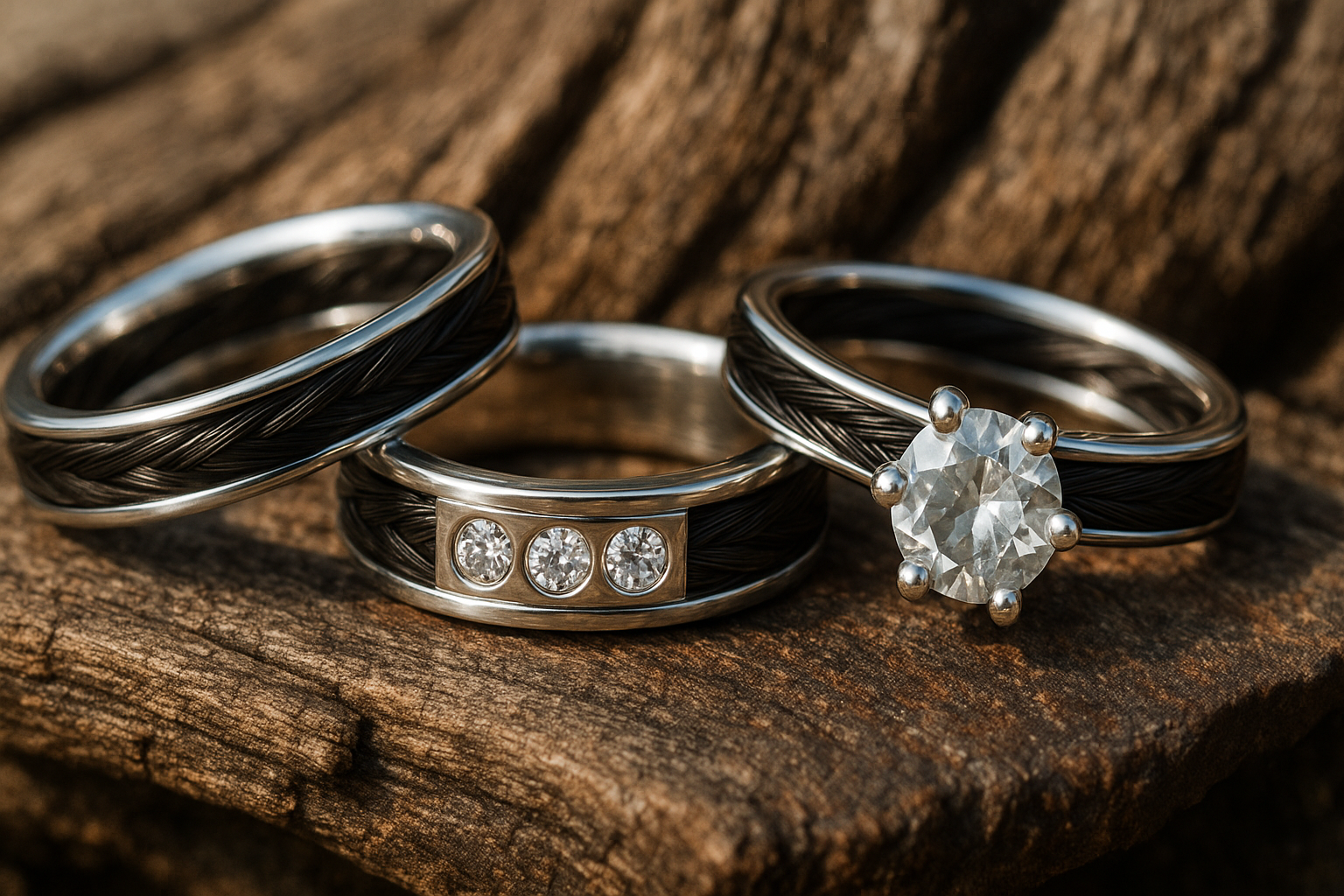 Premium Ring mit Pferdehaar - Cavallin Exklusiv Sterling Silber
