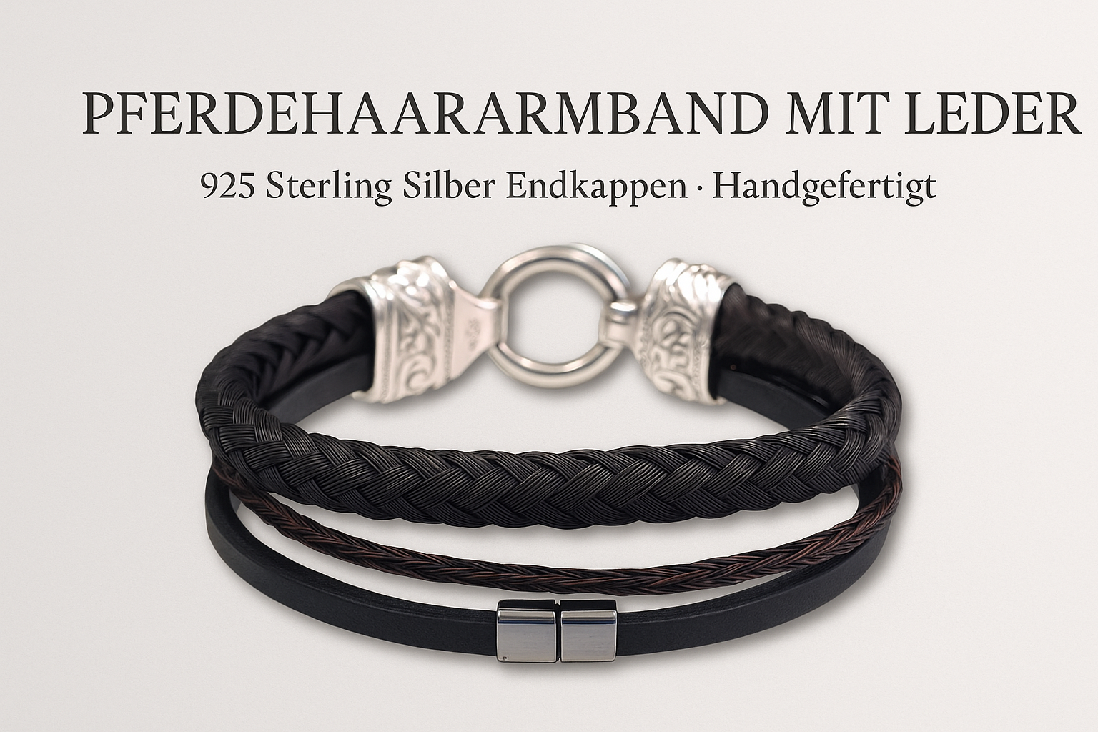 Eleganter Banner für Pferdehaararmband mit Leder
