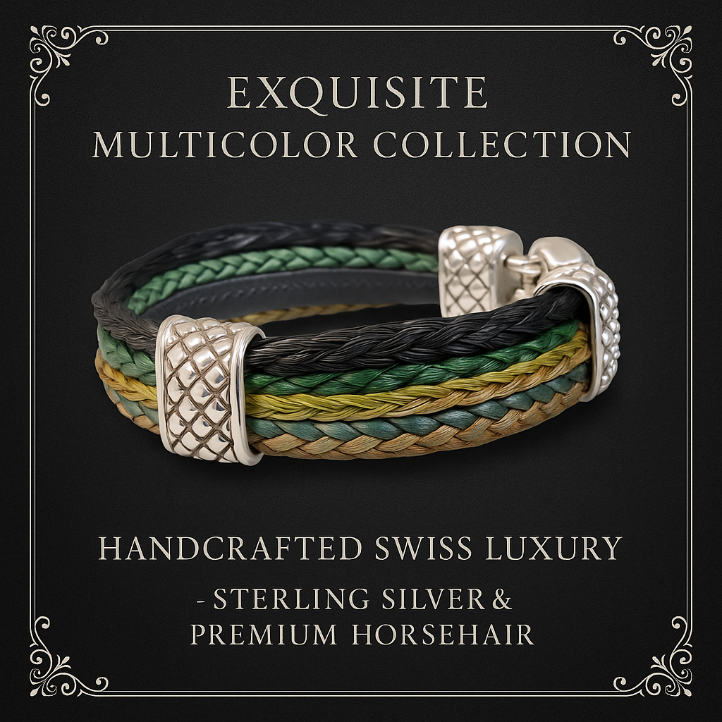 Pferdehaararmband - Cavallin Geschwärzte Silberendkappen
