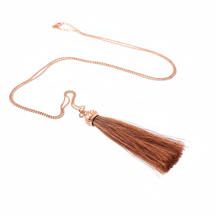 Halskette mit Pferdehaar-Tassel - Roségold
