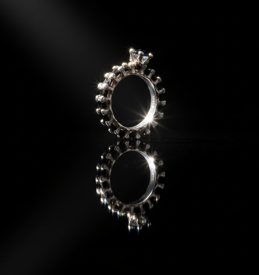 Hero-Banner mit prächtigem Kronenring auf schwarzem Hintergrund