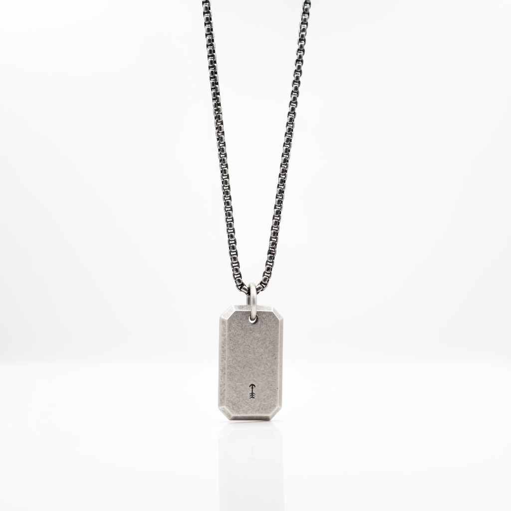 Herren Stahlkette Dog Tag schwarz poliert – Cavallin