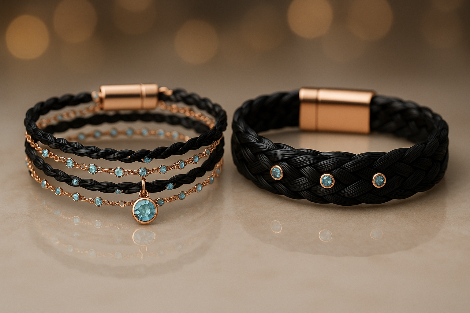 Paar-Armbänder mit Aquamarin