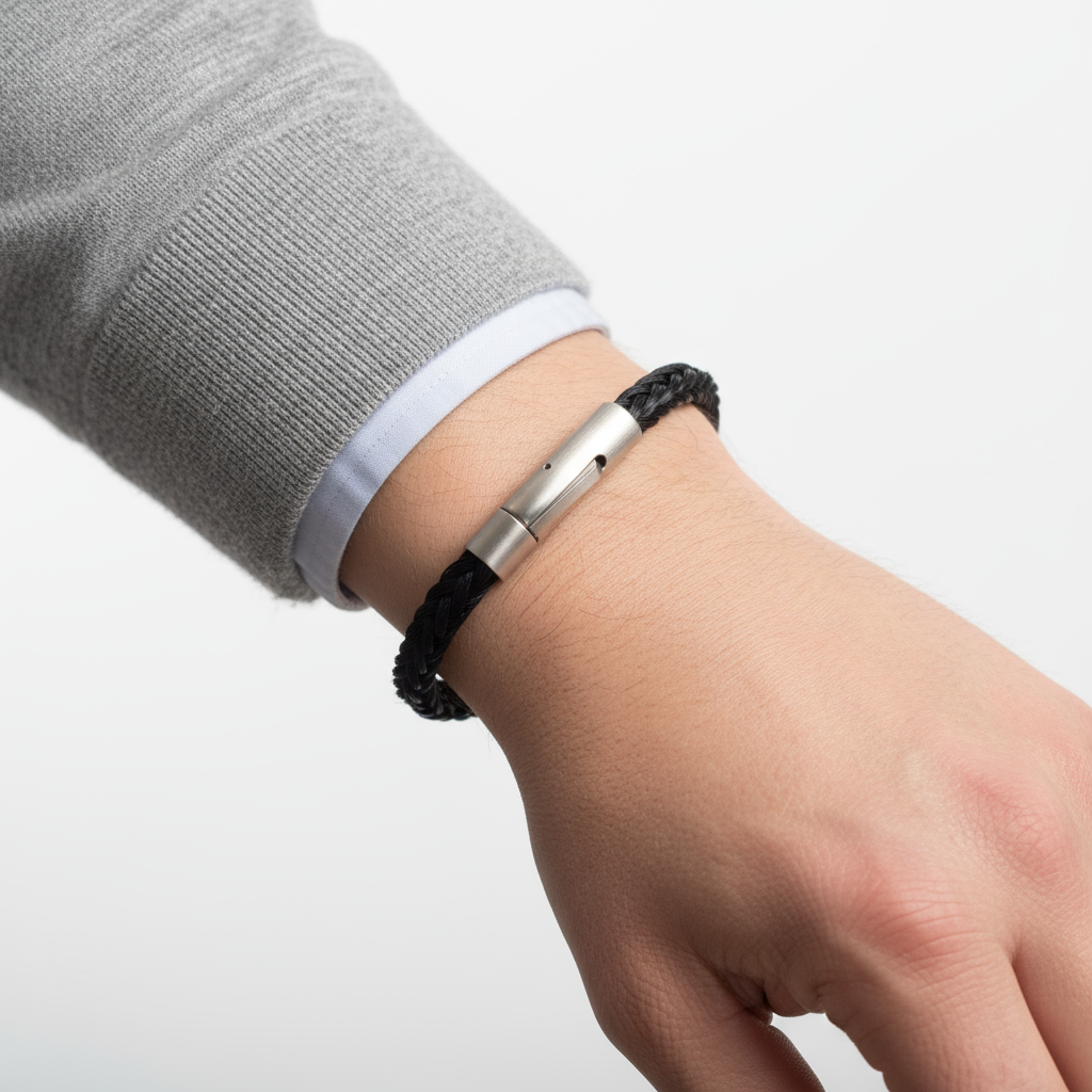 Pferdehaar-Armband am Handgelenk mit Kleidung