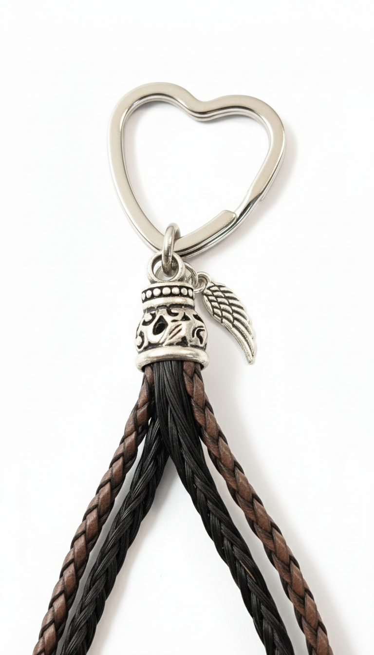 Pferdehaar-Schlüsselanhänger Silber Detail