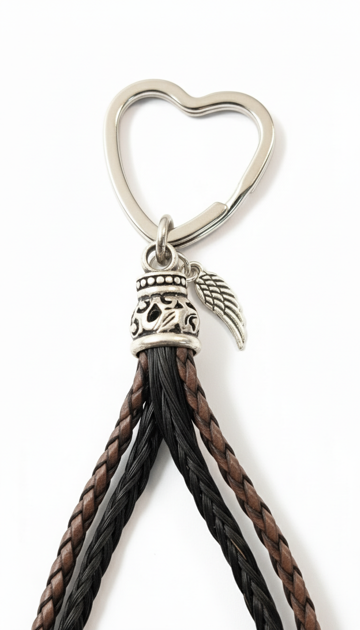 Pferdehaar-Schlüsselanhänger Silber Detail