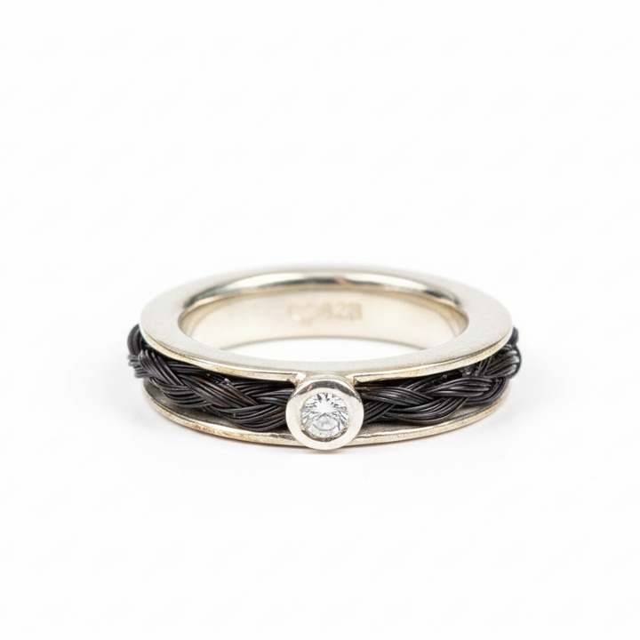 Premium horsehair ring on white background
