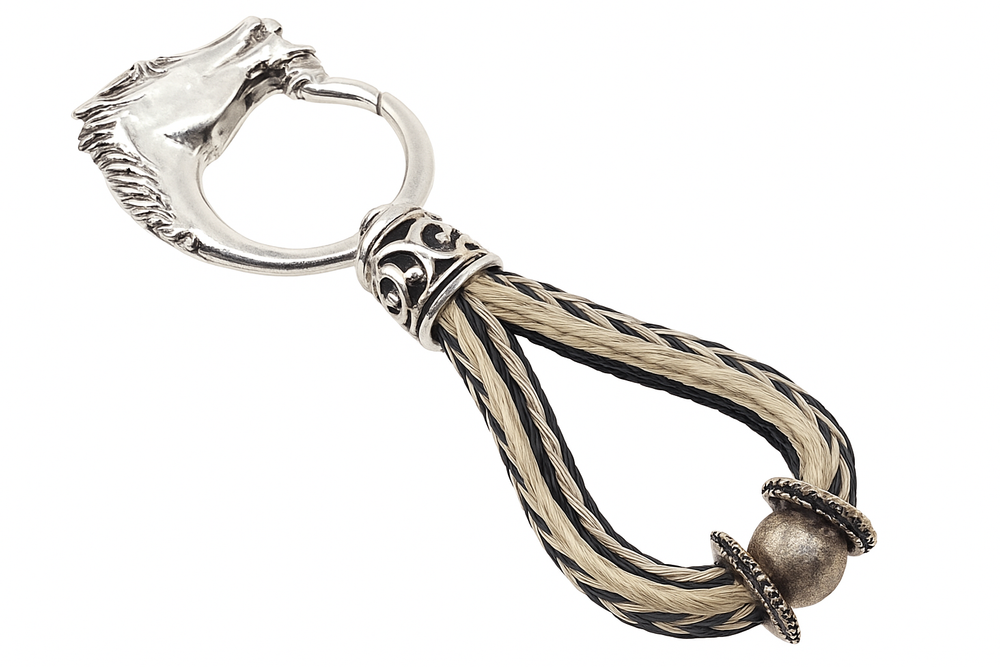 Professioneller Pferdehaar-Schlüsselanhänger blond-schwarz